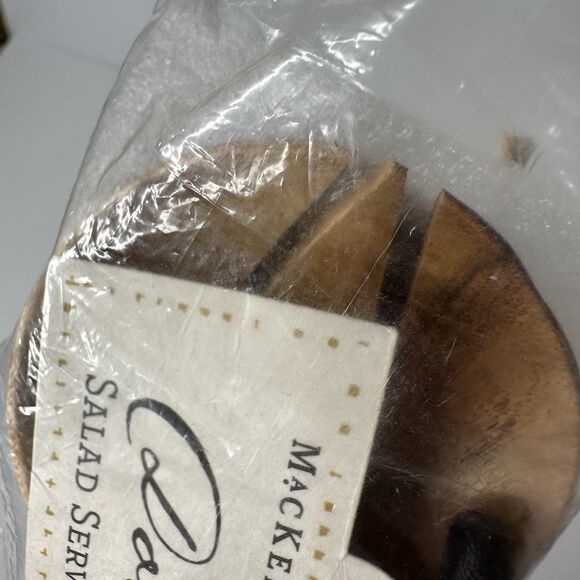 MacKenzie Childs Dotty Salad Serving Set Wood With Black White Polka Dot Handle - Picture 11 of 16